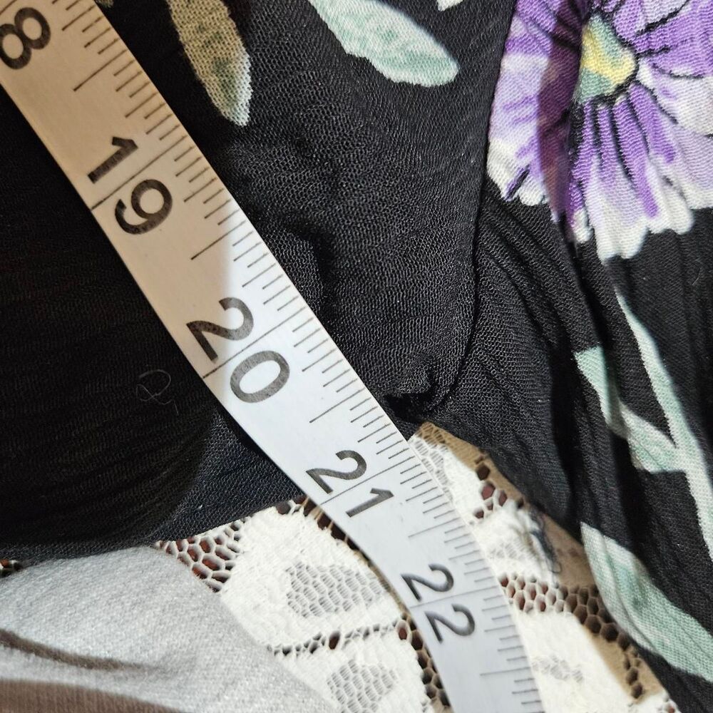 90s indie cottagecore black floral shirt and maxi skirt set - Picture 7 of 8